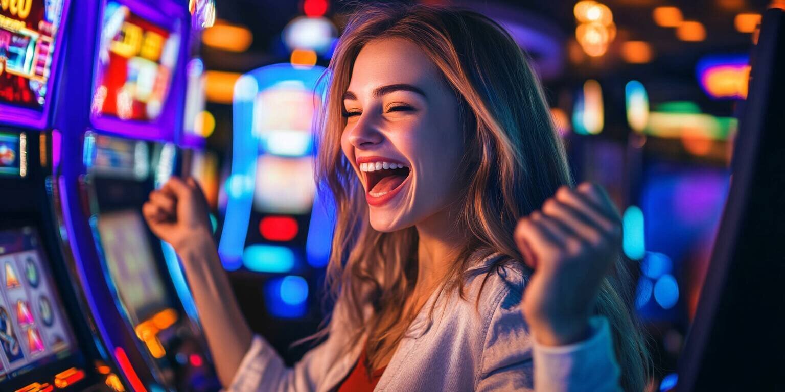 Young Woman Enjoying Slots